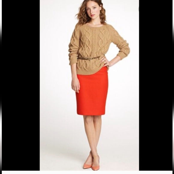 J.Crew Bright Orange Wool Blend Pencil Skirt Women’s 00 FA12 - Picture 6 of 14